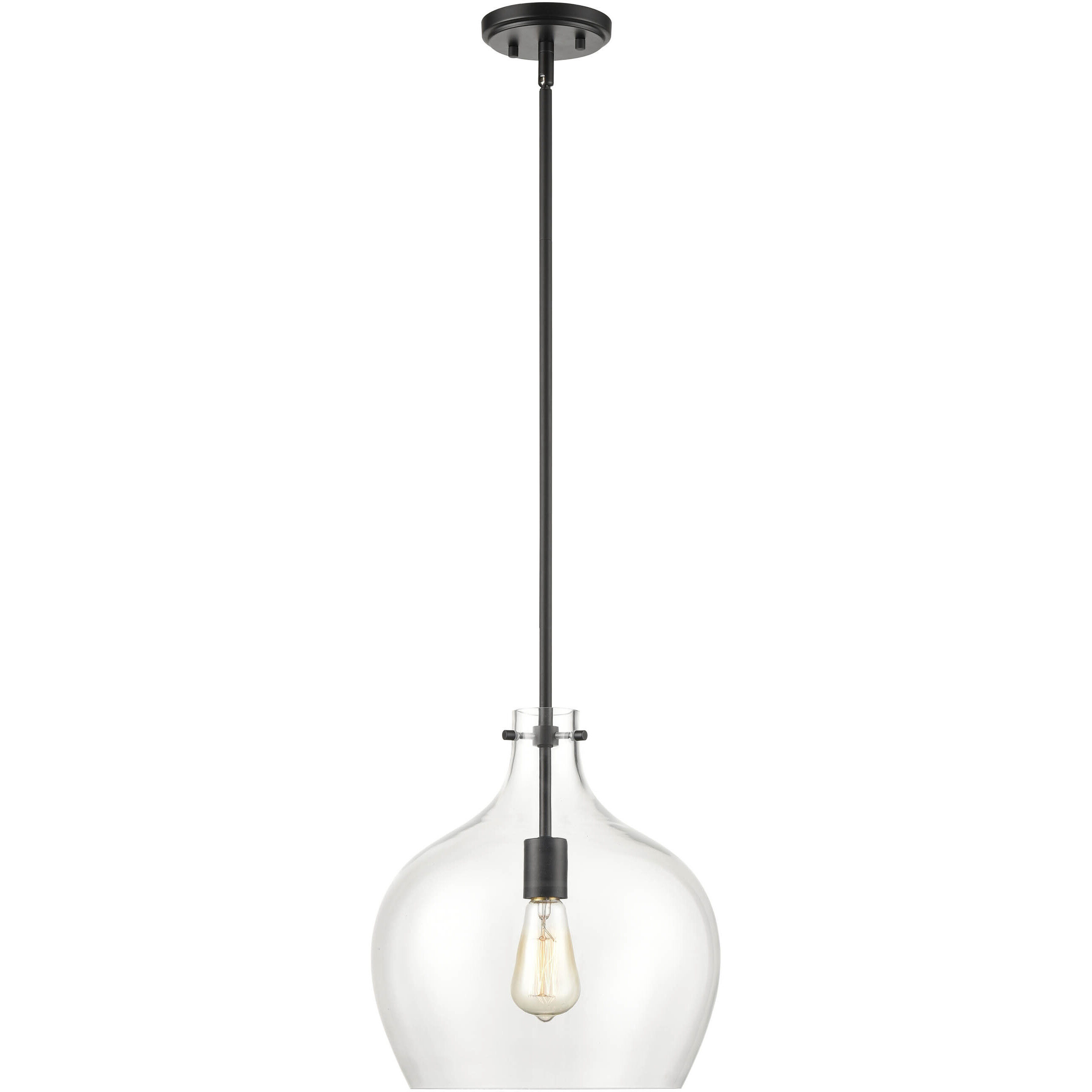 None 1 Light 13 inch Matte Black Pendant Ceiling Light